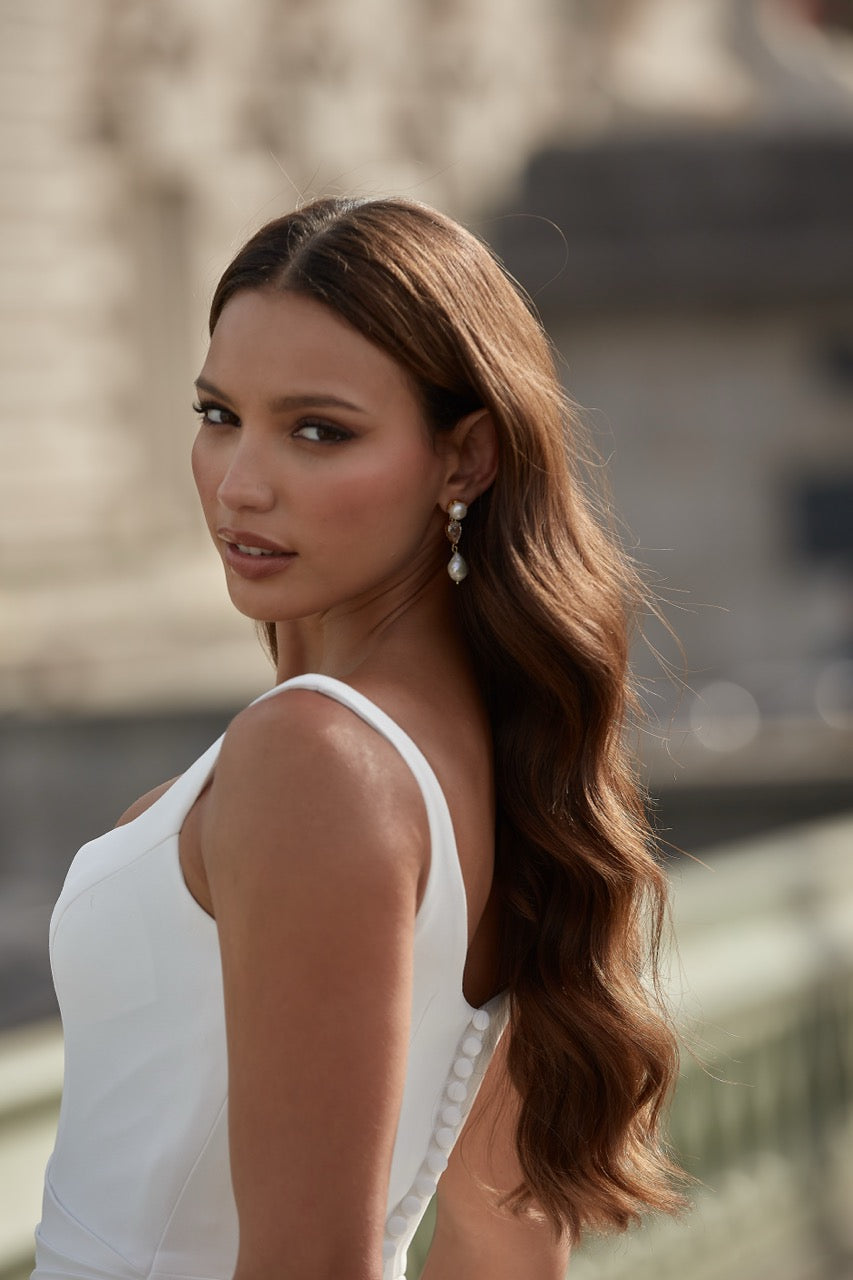 Celine Brautohrringe Zirkonia und Perlen