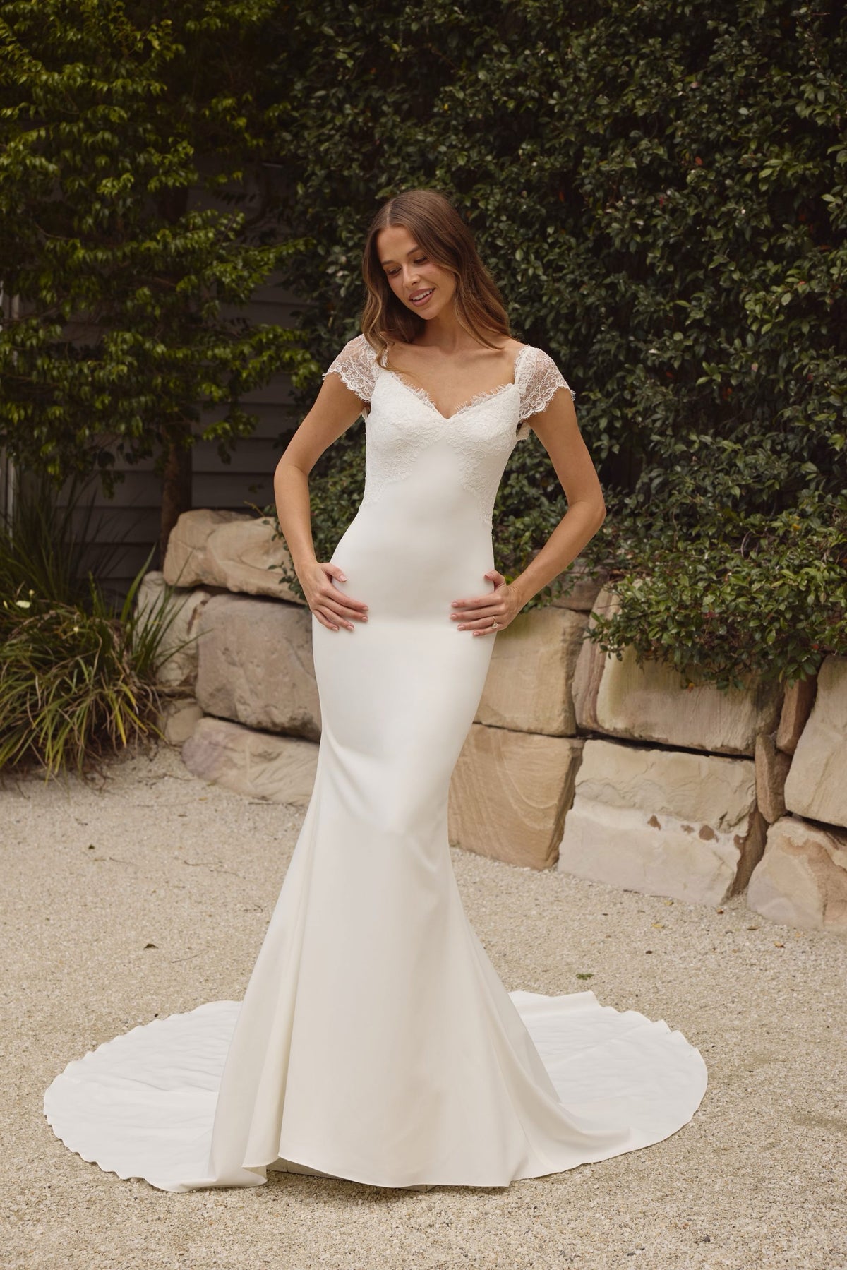 Hochzeitskleid mit zarten Ärmel.
