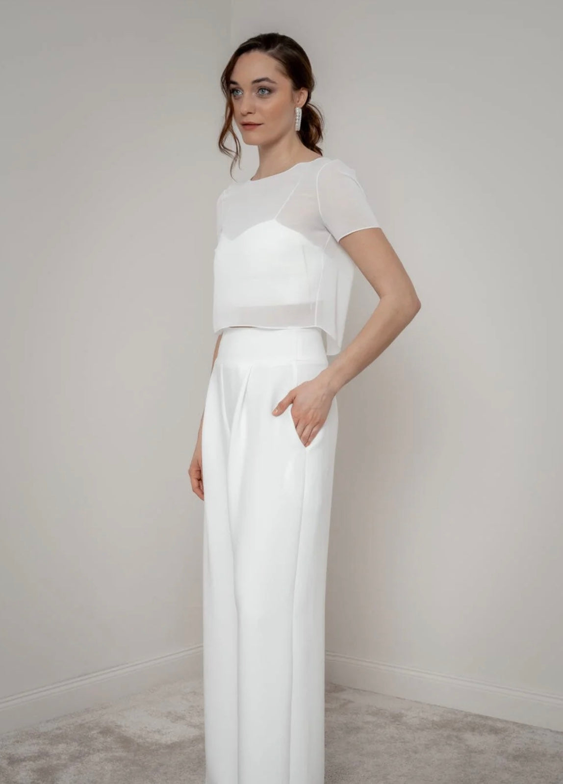 Lani Braut Oberteil – Chiffon Top für schlichte, moderne Bridal Looks