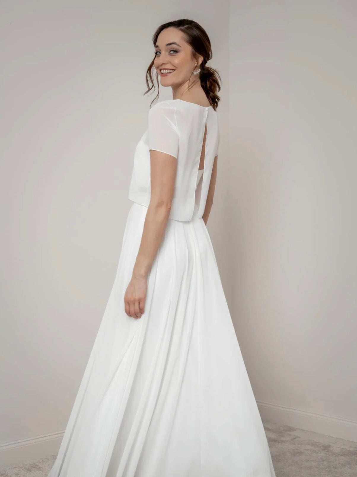 Lani Braut Oberteil – Chiffon Top für schlichte, moderne Bridal Looks