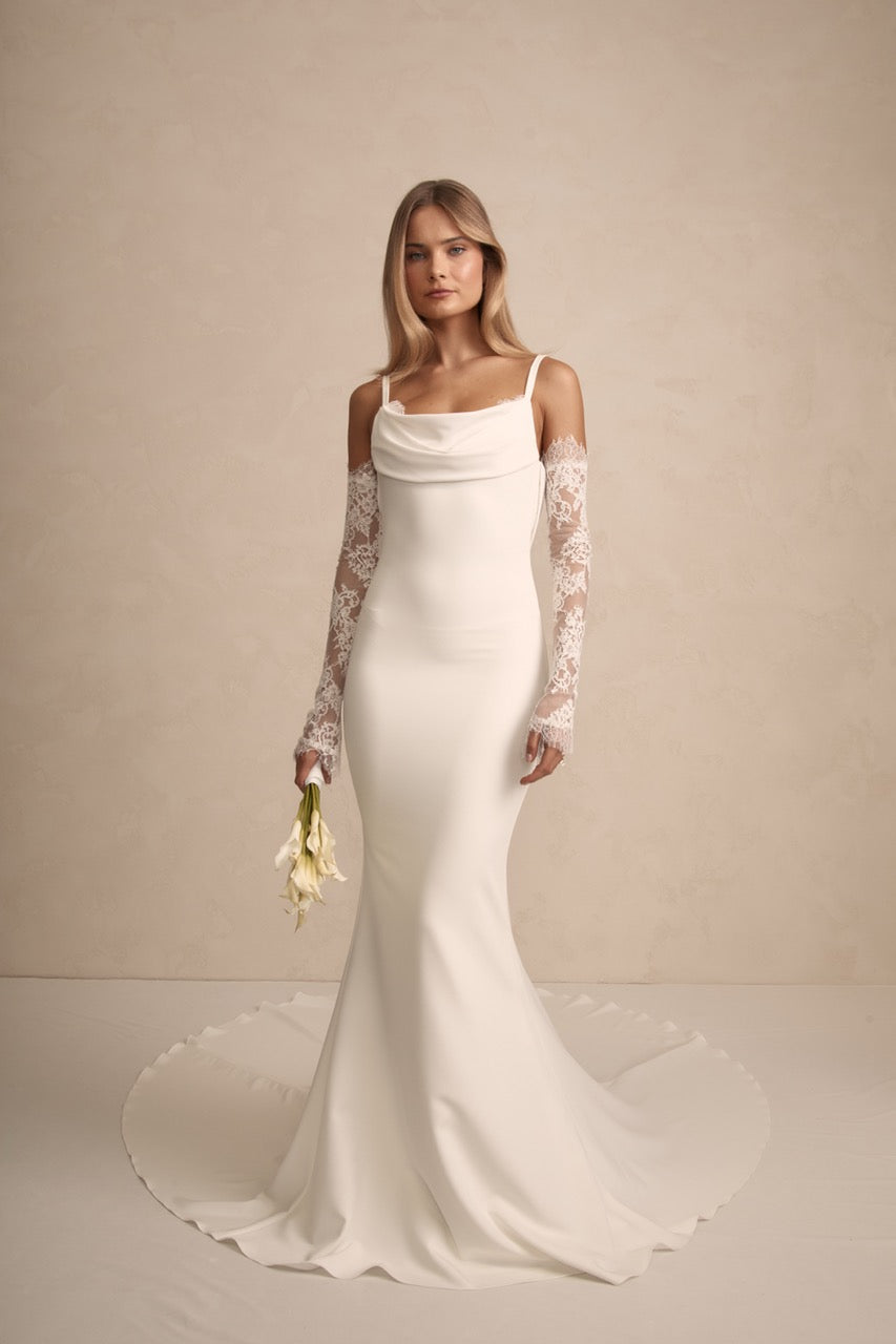 Romantische Brautärmel – feine Chantilly-Spitze, transparent & elegant